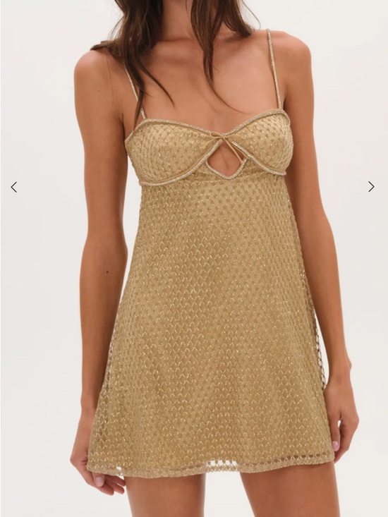 For Love And Lemons Dresses & Skirts - For Love and Lemons Glitter Slip Dress In Gold